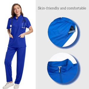 Women's Stretchy Quick Drying <b>Scrub</b> Suit Split Set Moisture Wicking Hospital Uniforms For Surgical Dental Oral Care - Product Image 1