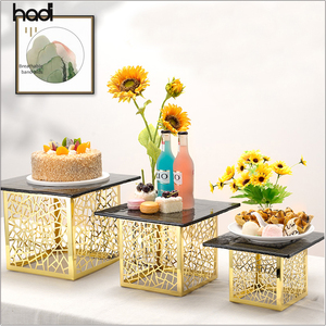 Wedding Decorations Table Risers Luxury <strong>Food</strong> Display Risers Full Set Gold Stainless Steel Catering <strong>Stand</strong> for <strong>Food</strong> Display - Product Image 3