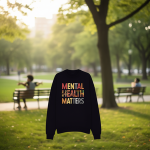 Sweat-shirt à col rond pour femme imprimé « Colorful Mental Health Matters », 100 % polyester tricoté, vêtement décontracté d'automne - Product Image 2