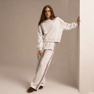 Conjuntos de Moletom de Algodão de Alta Qualidade Personalizados para Mulheres, Com Bordado, Suéter Oversized de Ombros Caídos e Calças - Product Image 2