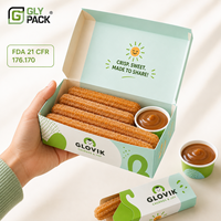 Boîte à churros personnalisée imprimée, résistante à la graisse, avec porte-gobelet à sauce, emballage alimentaire jetable pour les cafés et les restaurants