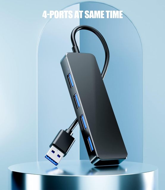 SYONG USB-A Male 4-in-1 USB a Hub 3x Usb 2.0 and 1x Usb 3.0 Multiport Expander USB Hub for Fast Transfer Laptop Mouse Webcam