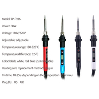 Fer à souder électrique LCD à température réglable 220V EU TP-F936 80W en acier inoxydable pour poste de soudage et de retravail