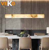 Lustre VEKO en albâtre, tube rond, simple, en marbre, pour salle à manger