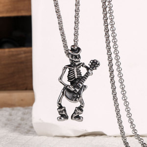Collar con Colgante de Calavera y Guitarra para Hombre, Aleación de Zinc, Estilo Moderno para Fiestas, SP1096 - Product Image 3