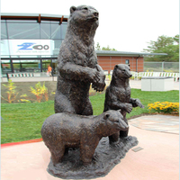 Statue d'animal grandeur nature sauvage de jardin extérieur sur mesure sculpture d'ours debout en bronze