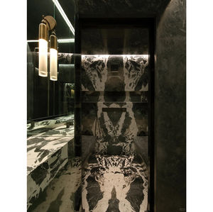 Napoleón, piedra Natural de lujo, mármol negro, venas blancas, modernas para decoración de interiores para tops de tocador inspirados en Bvlgari Grand - Product Image 1