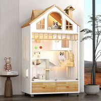 Villa pour chat en bois massif à 3 niveaux, style moderne et luxueux, respirante, pour salon intérieur, maison pour animaux de compagnie, cage fermée sur mesure
