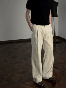 Pantalones de Vestir de Lino de Alta Gama, Corte en A, Pliegues 3D, Costuras Internas Completamente Acabadas, Estilo Premium de Lujo - Product Image 5