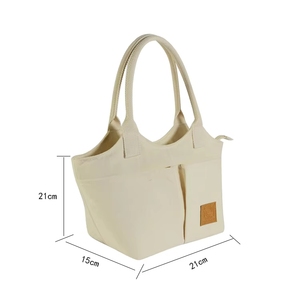 Bolsa de Compras de Lona Resistente de 24 oz para Mujer, con Bolsillos y Cremallera, Logotipo Personalizable, Bolsos de Mano para Mujer, Bolsa Refrigerante Portátil - Product Image 5