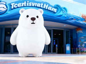 Reçine dayanıklı tombul beyaz ayı köpük heykel özelleştirilebilir boyutu için marka promosyon karikatür tarzı içecek dükkanı perakende ekran - Product Image 5