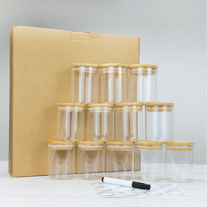 Ensemble de 12 pots à épices en verre borosilicate faits à la main avec couvercle en bambou, compatibles lave-vaisselle, hermétiques et écologiques pour la cuisine - Product Image 3