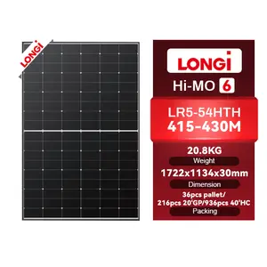 Tier 1 Longi panneaux solaires à cadre noir 415w 420W 425W LONGi 430W module photovoltaïque mono pour résidentiel personnalisé