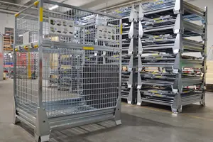 Cages empilables galvanisées de stockage de palette en métal pour l'organisation efficace de poubelle