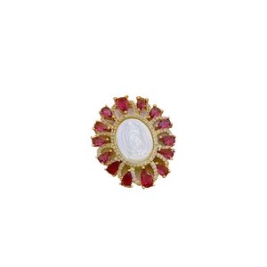 Plaqué Or 18K CZ <span class=keywords><strong>Micro</strong></span> Pave Nacre Coquillage Blanc médaille miraculeuse Vierge Marie Charme Pendentifs - Product Image 4