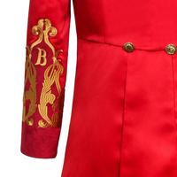 Baige Luxury Red Velvet Circus Ringmaster Underwear Men Greatest Showman Barnum Tailcoat Gold Embroidery Anime Suits Halloween