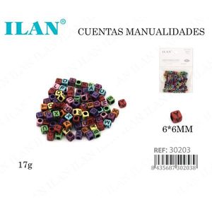 Perline con lettere Ilan 6x6mm multicolor per artigianato 17g - Product Image 3