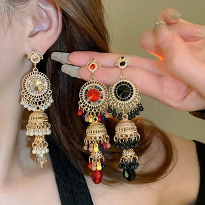 Pendientes Retro Vintage, joyería de fiesta de noche, pendientes largos de gota con borlas de diamantes de imitación de cristal para mujer - Product Image 2