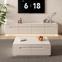 Meuble TV et Table Basse Haut de Gamme Italiens Luxe Léger, Ensemble Complet avec Meuble de Rangement pour Petits Appartements, Meuble de Salon sur Pied