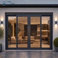 Puerta Corredera de Aluminio de Alta Resistencia con Rotura de Puente Térmico, Mosquitera de Seguridad, Doble Acristalamiento Templado, Impermeable, Interior/Exterior