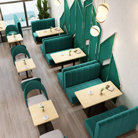 Ensemble de canapés et tables de restaurant commerciaux sur mesure en cuir PU et velours, mobilier moderne pour café et hôtel avec base en métal