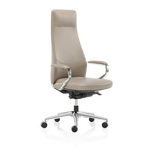 Chaises de patron modernes ergonomiques confortables et douces en cuir pivotantes à dossier haut réglables authentiques pour le bureau - Product Image 5