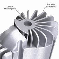 Dissipateur thermique en aluminium moulé sous pression avec ailettes radiales pour module d'alimentation LED, contrôleur de moteur, OEM personnalisé