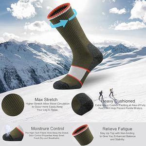 Merino <strong>Wool</strong> Cushioned Hiking Trekking Crew <strong>Socks</strong> Winter Thermal <strong>Wool</strong> <strong>Socks</strong> - Product Image 2