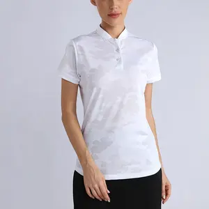 Women's Ladies White Golf Polo Shirts Tshirts Polyester Spandex Camo Dryfit UPF 50+ Polo Shirts