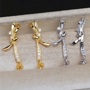 Pendientes de Plata S925 con Forma de Lazo y Soporte Barroco Vacío para Cuentas Grandes DIY y Accesorios de Perlas de 8-13 mm, Componentes y Fornituras de Joyería - JG5455 - Product Image 1