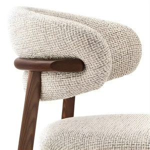 Chaise de <span class=keywords><strong>bar</strong></span> nordique Minoda, mobilier moderne, cadre en bois massif, repose-pieds haut, tabouret de <span class=keywords><strong>bar</strong></span> en tissu de lin avec dossier incurvé, chaise de <span class=keywords><strong>bar</strong></span> - Product Image 2