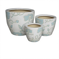 Ensemble de pots à fleurs en céramique vernissée de style moderne de haute qualité vietnamien avec trou de drainage pour une utilisation en intérieur/extérieur, jardin, pépinière