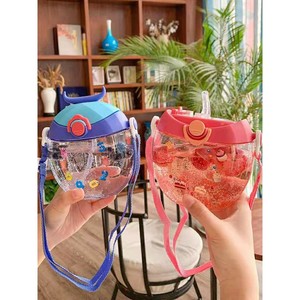 Bouteille d'eau en forme de gourde Coloriya avec paille pour enfants de 2 à 4 ans, en PP, design mignon de dessin animé, portable avec sangle - Product Image 4