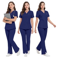 Conjuntos de Uniformes Médicos Elásticos para Mujer, Uniformes de Enfermería, Trajes de Enfermera, Uniformes de Hospital, Conjuntos de Pantalones Anchos