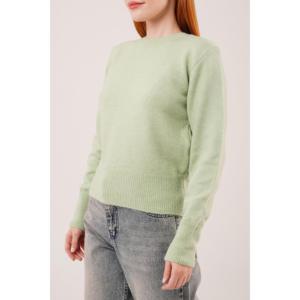 Suéter Verde Pistacho Liso con Cuello Redondo para Mujer, Minimalista, Manga Larga, Anti-Pilling - Product Image 1