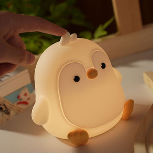 2026 Cute Penguin Silicone Tap Night Light for Kids Dimmable 30-Min Timer USB Rechargeable Soft Bedside <b>Lamp</b> for Bedroom Nursery - Product Image 4