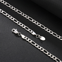 Cadena de Acero Inoxidable con Eslabones Cubanos y Figaro, Chapada en Oro Real de 14K, 18K, 24K, de 3mm, 5mm, 7mm, para Hombre y Mujer