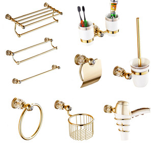 Europeo di Lusso In Oro di Cristallo In Ottone Accessori Per il Bagno Bagno Hardware Set di Sapone Oro Piatto Tovagliolo di Carta Titolare invia dalla Russia - Product Image 1
