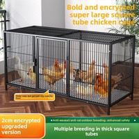 Jaula y gallinero para pollos de uso doméstico, de malla de alambre engrosada anti-visones, tubo cuadrado con ruedas para cría de pollos, espaciado de 2 cm