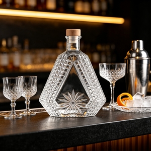 Botella <span class=keywords><strong>de</strong></span> Licor Premium <span class=keywords><strong>de</strong></span> 1 Litro, Forma Triangular, <span class=keywords><strong>de</strong></span> Cristal, para <span class=keywords><strong>Vodka</strong></span>, Whisky, Brandy, Ginebra, Ron, Tequila, con Tapa <span class=keywords><strong>de</strong></span> Rosca - Product Image 1
