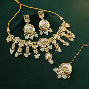 Ensemble de bijoux fins plaqués or vert menthe Jewelemarket avec pierres en cristal et perles 11151660MG Collier - Product Image 3