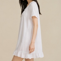 Camisones Casuales de Algodón con Diseño Nuevo de Verano Europeo Americano para Mujer, Camisones con Volantes, Vestidos de Dormir para Mujer