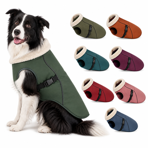 Manteau d'hiver pour chien, couleur unie, doublure en polaire, gilet réglable pour chiens - Product Image 1