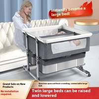 Berceau double portable amovible pliable en hauteur réglable pour bébé avec épissure Caractéristiques du grand lit pour l'équipement de jeu d'activité