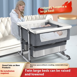 <span class=keywords><strong>Berceau</strong></span> double portable amovible pliable <span class=keywords><strong>en</strong></span> hauteur réglable <span class=keywords><strong>pour</strong></span> bébé avec épissure Caractéristiques du grand lit <span class=keywords><strong>pour</strong></span> l'équipement de jeu d'activité - Product Image 2