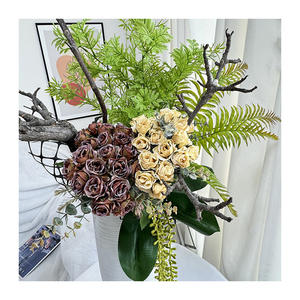 Fleurs séchées artificielles hautes belle série d'automne bords rôtis à la main populaires 20 fleurs 2 bourgeons Photo de Noël - Product Image 3