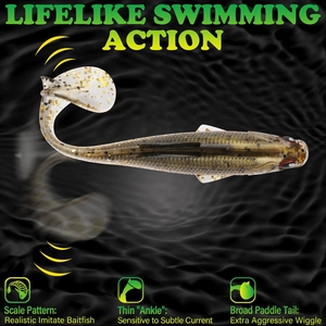 Vente en gros de leurres de pêche souples en plastique, type shad, à queue en T, 65mm, 75mm, 90mm, 100mm - Product Image 6