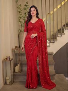 Designer Fandy Satin <b>Saree</b> <b>For</b> <b>Women</b> Luxury Party Wear <b>For</b> Wedding Reception Festival Celebration And Festive Occasions - Product Image 1