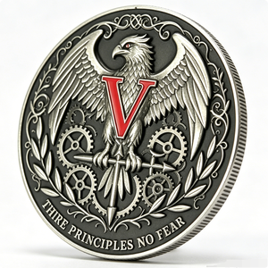 Moneda de desafío personalizada de aleación de zinc esmaltada con grabado, estilo Steampunk, para deportes y Año Nuevo, recuerdo. - Product Image 5