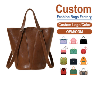 Premium Vegetable-tanned Top-layer Cowhide Women Bag Vintage Large Capacity Bucket Bag Elegant Women's Shoulder Handbag OEM - Product Image 1
